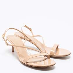 Pre Owned Gianvito Rossi Beige Patent Leather Slingback Sandals Size 41.5