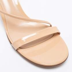 Pre Owned Gianvito Rossi Beige Patent Leather Slingback Sandals Size 41.5