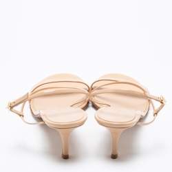 Pre Owned Gianvito Rossi Beige Patent Leather Slingback Sandals Size 41.5