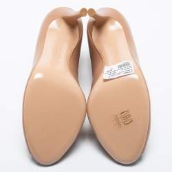 Pre Owned Gianvito Rossi Beige Leather Vamp Peep Toe Booties Size 38