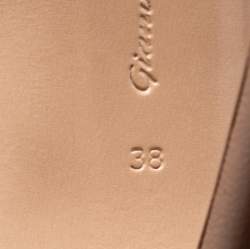 Pre Owned Gianvito Rossi Beige Leather Vamp Peep Toe Booties Size 38