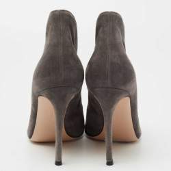 Gianvito Rossi Grey Suede Vamp Peep Toe Booties Size 39.5