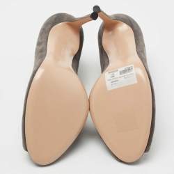Gianvito Rossi Grey Suede Vamp Peep Toe Booties Size 39.5