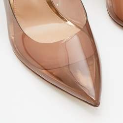 Pre Owned Gianvito Rossi Brown/Gold PVC And Patent Leather Kyle Pointed Toe Slingback Pumps Size 40