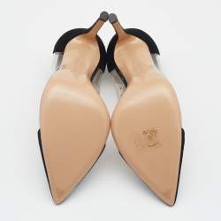 Pre Owned Gianvito Rossi Black Suede And PVC Plexi Pointed Toe Pumps Size 36.5