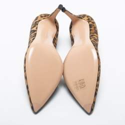 Pre Owned Gianvito Rossi Brown Leopard Print Suede Pointed Toe Pumps Size 38