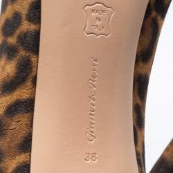 Pre Owned Gianvito Rossi Brown Leopard Print Suede Pointed Toe Pumps Size 38