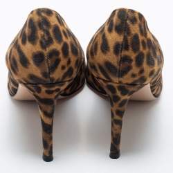Pre Owned Gianvito Rossi Brown Leopard Print Suede Pointed Toe Pumps Size 38