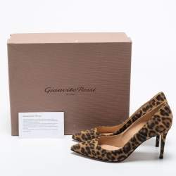 Pre Owned Gianvito Rossi Brown Leopard Print Suede Pointed Toe Pumps Size 38