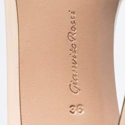 Pre Owned Gianvito Rossi Beige Patent Leather Simmone Feather Ankle Strap Pumps Size 36