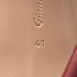 Pre Owned Gianvito Rossi Red Patent Leather Ankle Cuff Sandals Size 41