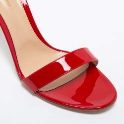 Pre Owned Gianvito Rossi Red Patent Leather Ankle Cuff Sandals Size 41