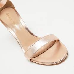 Pre Owned Gianvito Rossi Metallic Leather Portofino Ankle Strap Sandals Size 38