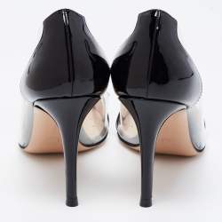 Pre Owned Gianvito Rossi Black Patent Leather and PVC Plexi Pumps Size 38