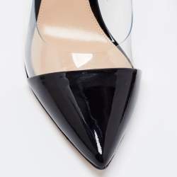 Pre Owned Gianvito Rossi Black Patent Leather and PVC Plexi Pumps Size 38