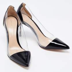 Pre Owned Gianvito Rossi Black Patent Leather and PVC Plexi Pumps Size 38