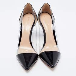 Pre Owned Gianvito Rossi Black Patent Leather and PVC Plexi Pumps Size 38