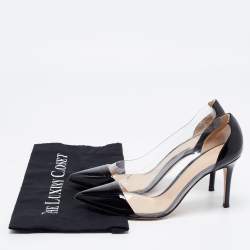 Pre Owned Gianvito Rossi Black Patent Leather and PVC Plexi Pumps Size 38