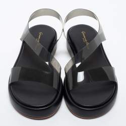 Pre Owned Gianvito Rossi Black PVC  Metropolis Platform Sandals Size 36