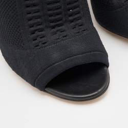 Pre Owned Gianvito Rossi Black Perforated Stretch Knit Vires Open Toe Ankle Length Boots Size 41