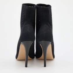 Pre Owned Gianvito Rossi Black Perforated Stretch Knit Vires Open Toe Ankle Length Boots Size 41