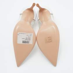 Pre Owned Gianvito Rossi White Leather and PVC Plexi Pumps Size 37.5