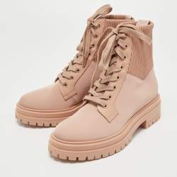 Pre Owned Gianvito Rossi Pink Fabric and Leather Martis Ankle Boots Size 36