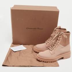 Pre Owned Gianvito Rossi Pink Fabric and Leather Martis Ankle Boots Size 36