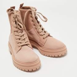 Pre Owned Gianvito Rossi Pink Fabric and Leather Martis Ankle Boots Size 36