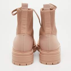 Pre Owned Gianvito Rossi Pink Fabric and Leather Martis Ankle Boots Size 36