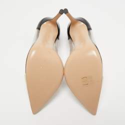 Pre Owned Gianvito Rossi Cream/Black Patent Leather and PVC Plexi Pumps Size 39