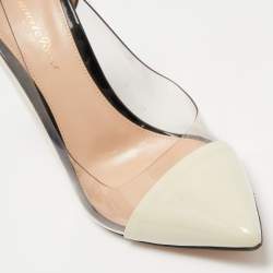 Pre Owned Gianvito Rossi Cream/Black Patent Leather and PVC Plexi Pumps Size 39