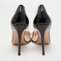 Pre Owned Gianvito Rossi Cream/Black Patent Leather and PVC Plexi Pumps Size 39