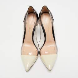 Pre Owned Gianvito Rossi Cream/Black Patent Leather and PVC Plexi Pumps Size 39