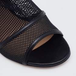 Pre Owned Gianvito Rossi Black Mesh and Leather Idol Ankle Booties Size 36