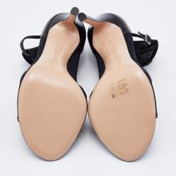 Pre Owned Gianvito Rossi Black Mesh and Leather Idol Ankle Booties Size 36