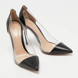Pre Owned Gianvito Rossi Black Leather and PVC Plexi Pumps Size 39