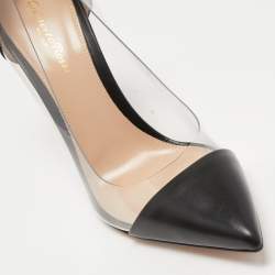 Pre Owned Gianvito Rossi Black Leather and PVC Plexi Pumps Size 39