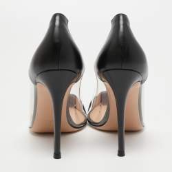 Pre Owned Gianvito Rossi Black Leather and PVC Plexi Pumps Size 39