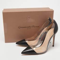 Pre Owned Gianvito Rossi Black Leather and PVC Plexi Pumps Size 39