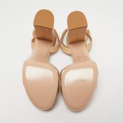 Pre Owned Gianvito Rossi Beige Leather Poppy Platform Ankle Strap Sandals Size 38