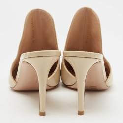 Pre Owned Gianvito Rossi Beige Patent Leather Aramis Pointed Toe Mules Size 40