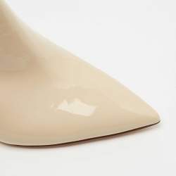 Pre Owned Gianvito Rossi Beige Patent Leather Aramis Pointed Toe Mules Size 40