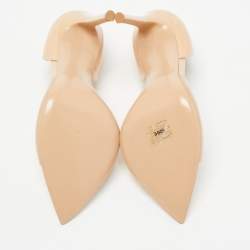 Pre Owned Gianvito Rossi Beige PVC and Patent Leather Bree Open Toe Pumps Size 38