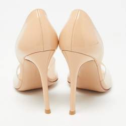 Pre Owned Gianvito Rossi Beige PVC and Patent Leather Bree Open Toe Pumps Size 38