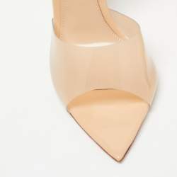 Pre Owned Gianvito Rossi Beige PVC and Patent Leather Bree Open Toe Pumps Size 38