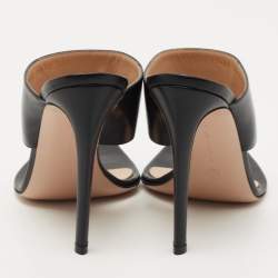 Pre Owned Gianvito Rossi Black Leather Slides Size 38