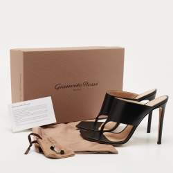 Pre Owned Gianvito Rossi Black Leather Slides Size 38