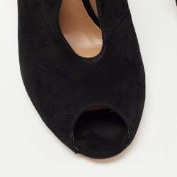 Pre Owned Gianvito Rossi Black Suede Vamp Booties Size 39