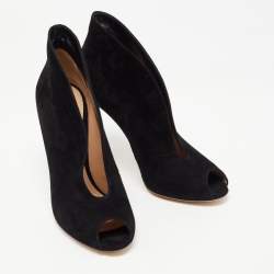 Pre Owned Gianvito Rossi Black Suede Vamp Booties Size 39